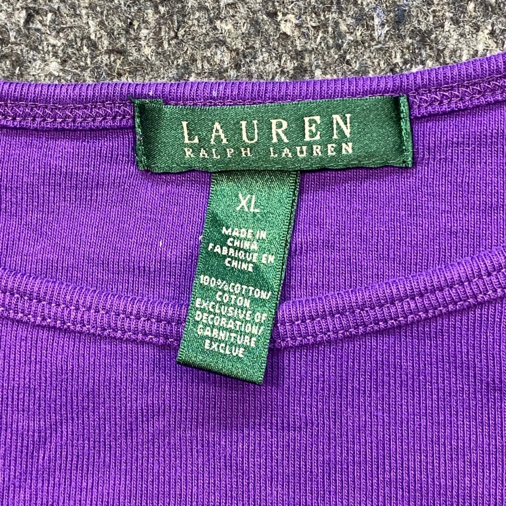 Lauren Ralph Lauren TShirt Sz XL Womens Purple Preppy Embroidered Logo Top - Picture 4 of 7